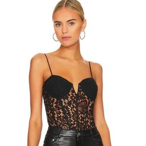 NWT Anne Corded Lace Bodysuit in Black CAMI NYC